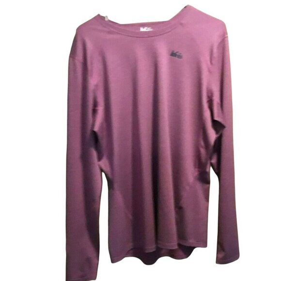 REI Performance Tee Long Sleeve Crew Neck Stretchy Women's XL Pink Gray Stripes - Picture 2 of 12